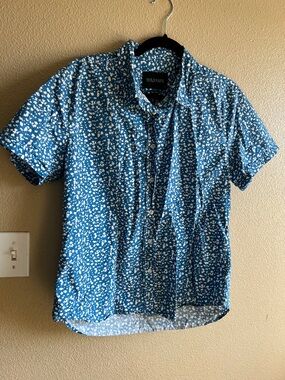 Wildfang Blue Printed Short-Sleeve Men's Shirt button up size large cotton